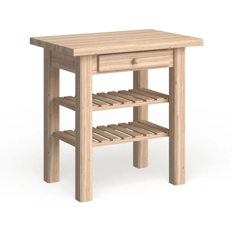 Heavenly Winds Unfinished Solid Parawood Kitchen Island