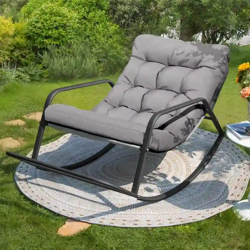 FINCATI Outdoor Extra-large Comfy Rocking Chair, 450 lbs Indoor Recliner Rocking Papasan Chair for All Seasons