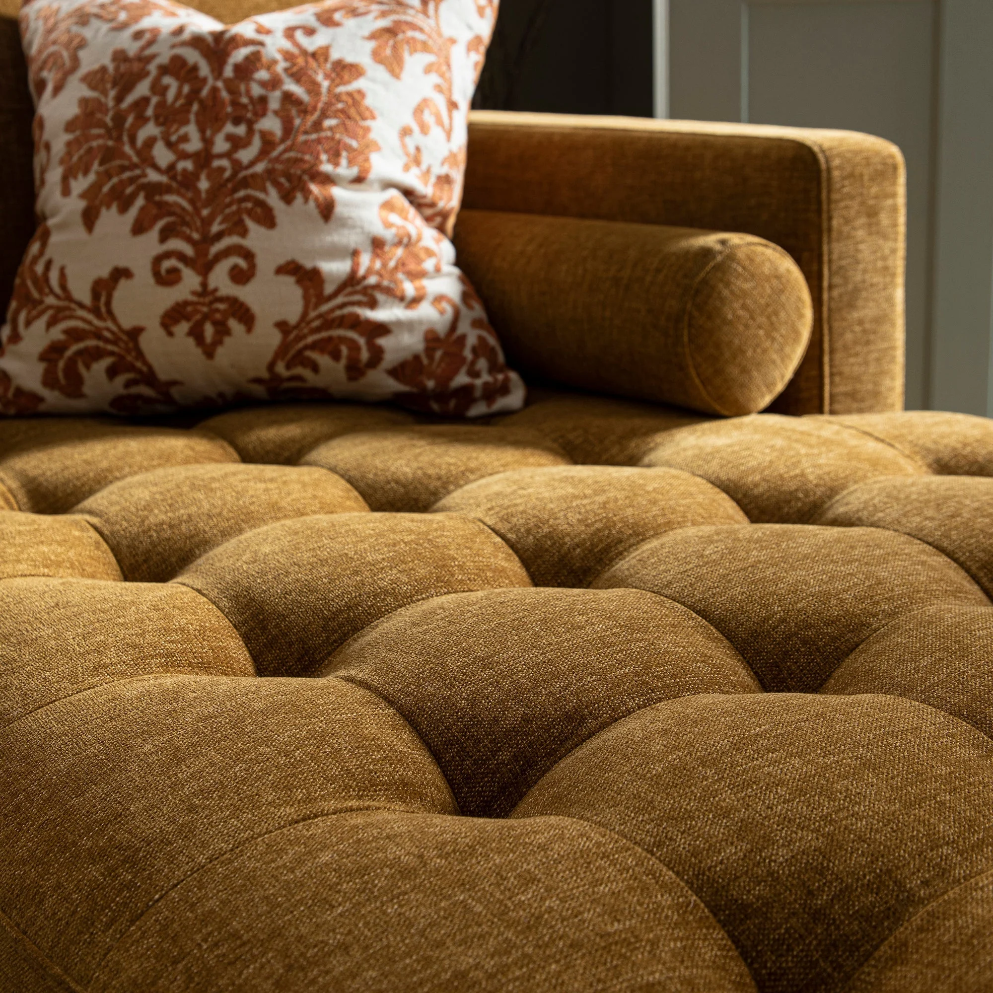 Spiced Honey Chenille Grand 4-Seater Chaise End Sofa, Right Hand Facing