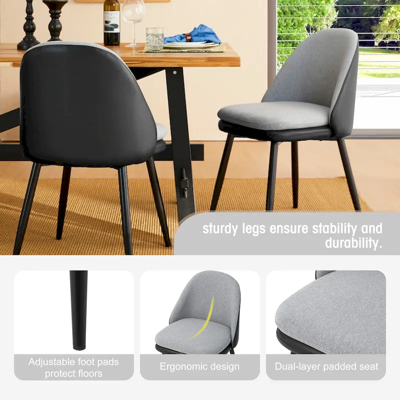 Glitzhome Set of 2/4/6 Mid-Century Modern Faux Leather Accent Dining Chairs