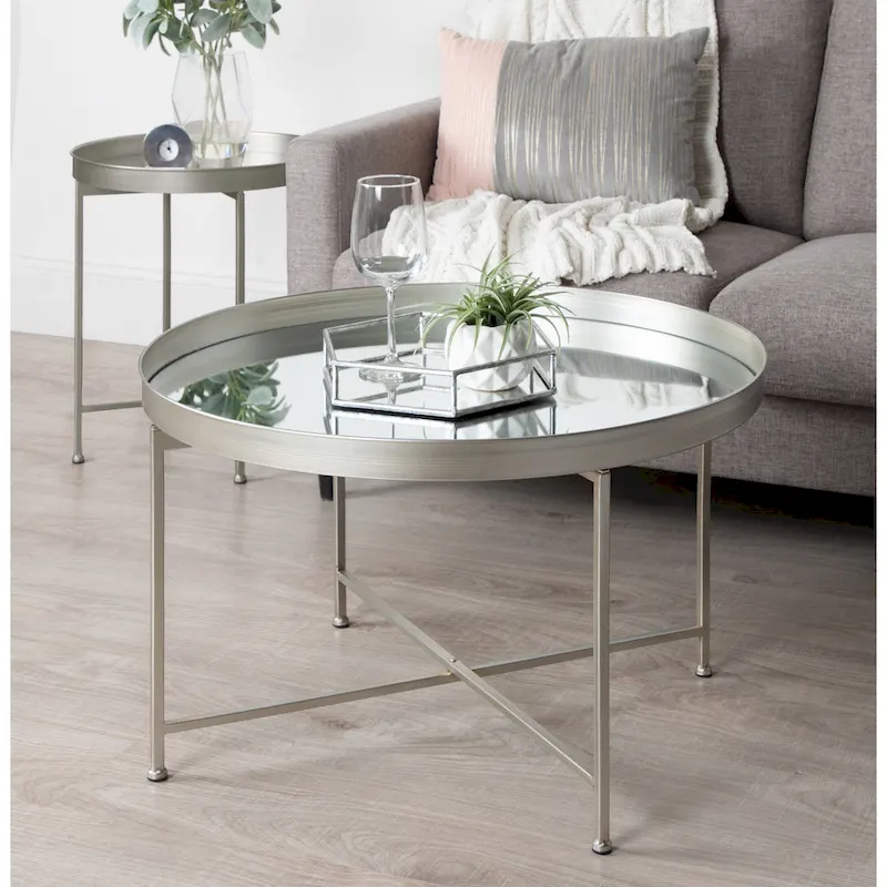 Kate and Laurel Celia Round Metal Coffee Table - 28.25x28.25x19