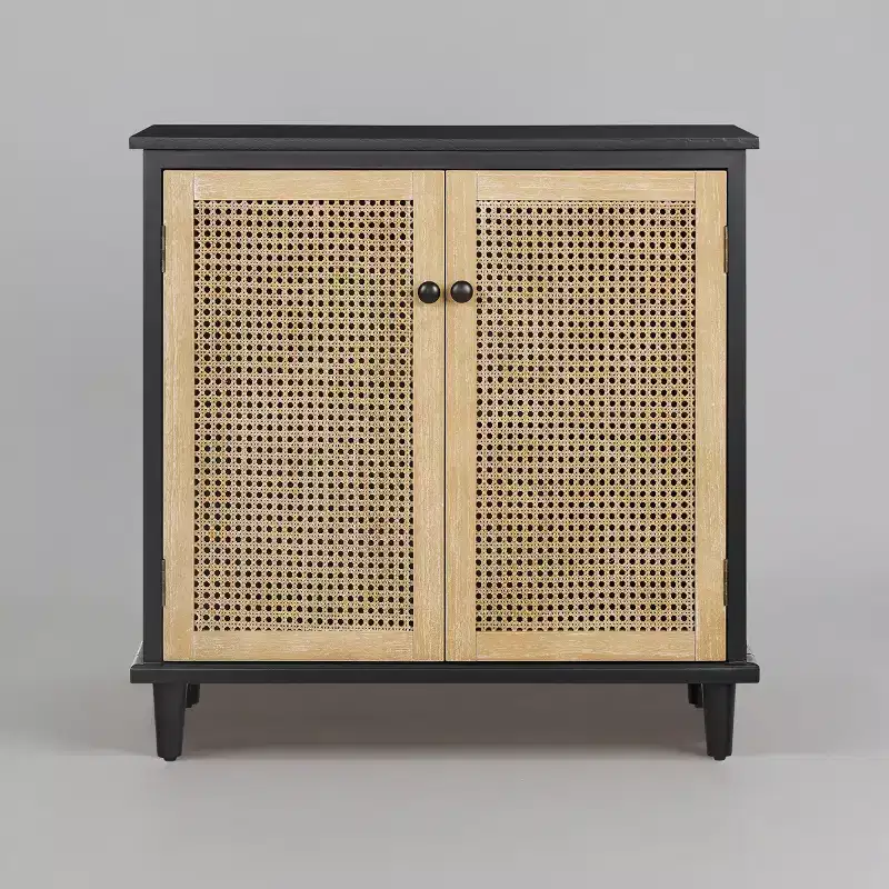 Art Leon Cane Wicker Cabinet Sideboard