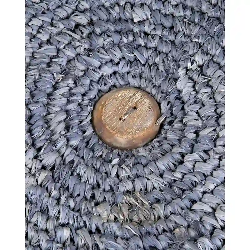 Natural Handmade Raffia Wood Ottoman by East at Main