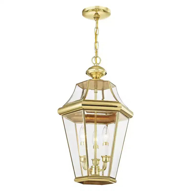 Livex Lighting Georgetown 3 - Light Pendant in Polished Brass