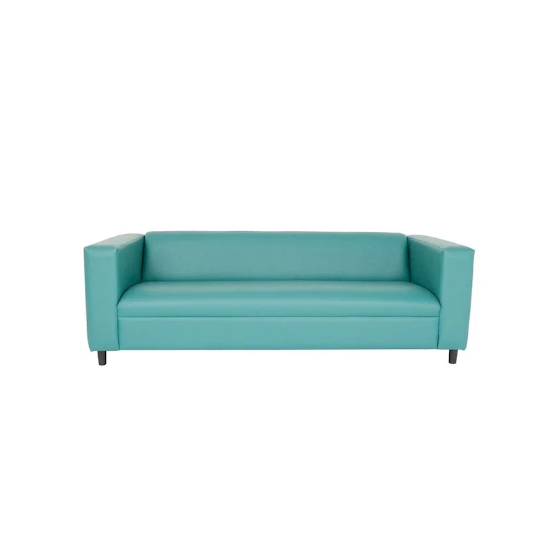 HomeRoots 84 Blue Faux Leather Sofa With Black Legs - 84