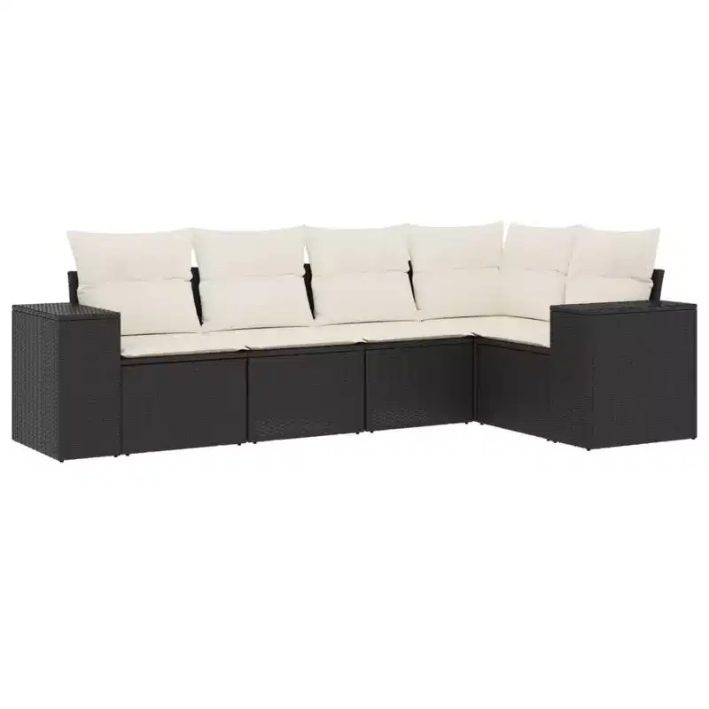 vidaXL Garden Sofa Set Black PE rattan Large Modular
