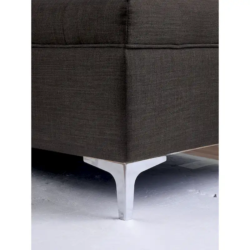 Agra Transitional Grey Fabric Upholstered Buton Tufted Chaise by Furniture of America