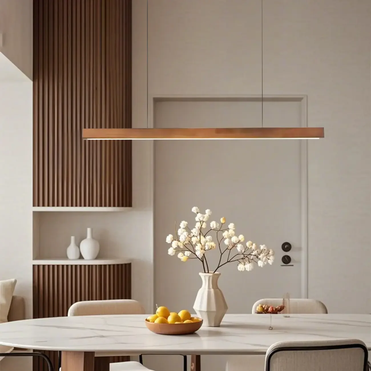 Walnut Wood Rustic Island Light in Rectangular Shape