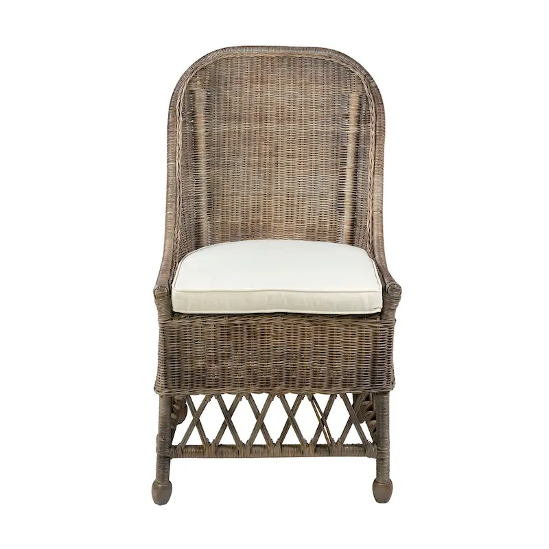 Natural Rattan Cushioned Dining Accent Chair by East at Main