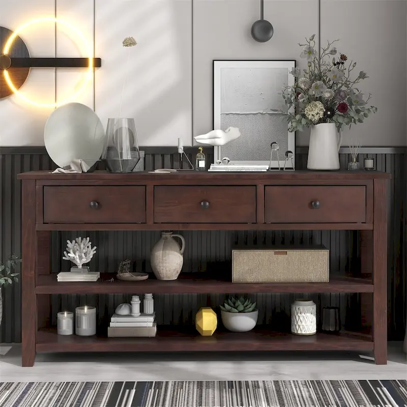 Retro Console Table with 3 Drawers - Multiple Colors