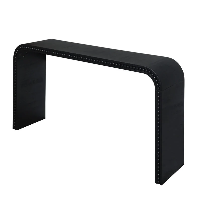 59 Entryway Table, Curved Waterfall-style Table,Console Table with Wood Beads