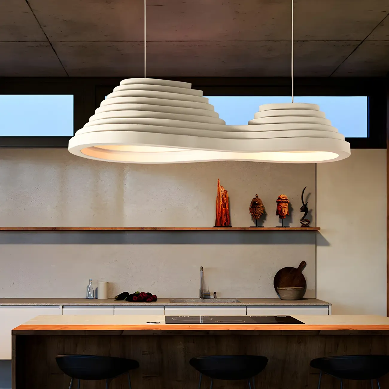 Geometric Large White 2-Light Island Pendant Light