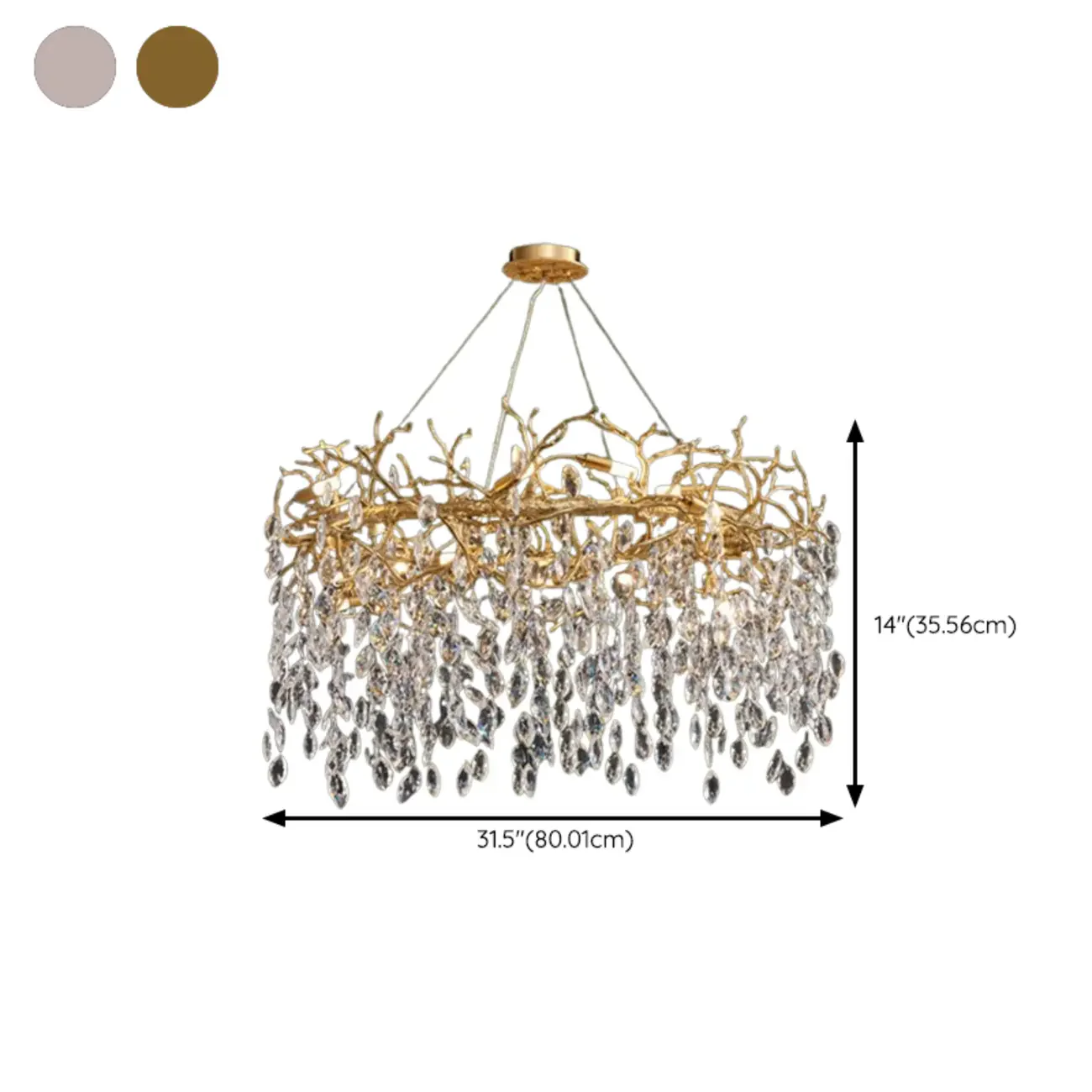 Modern Gold Branch Hoop Elegant Crystal Chandelier