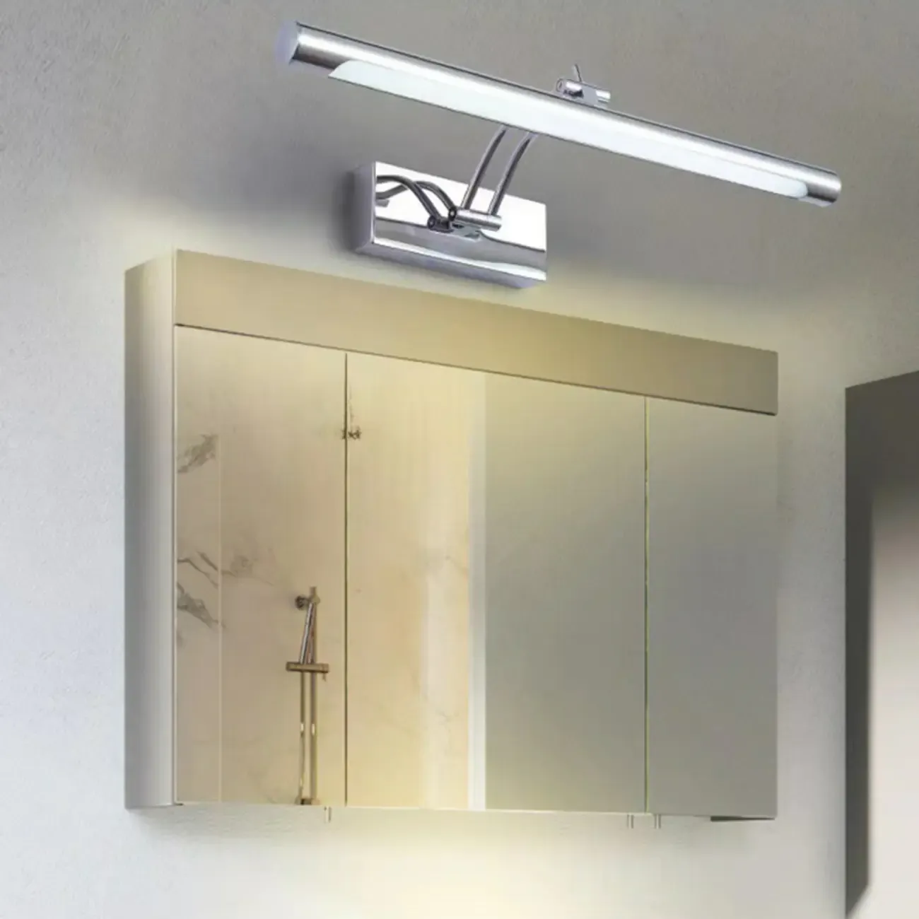 Modern Silver Dimmable LED Vanity Light with Adjustable Arm