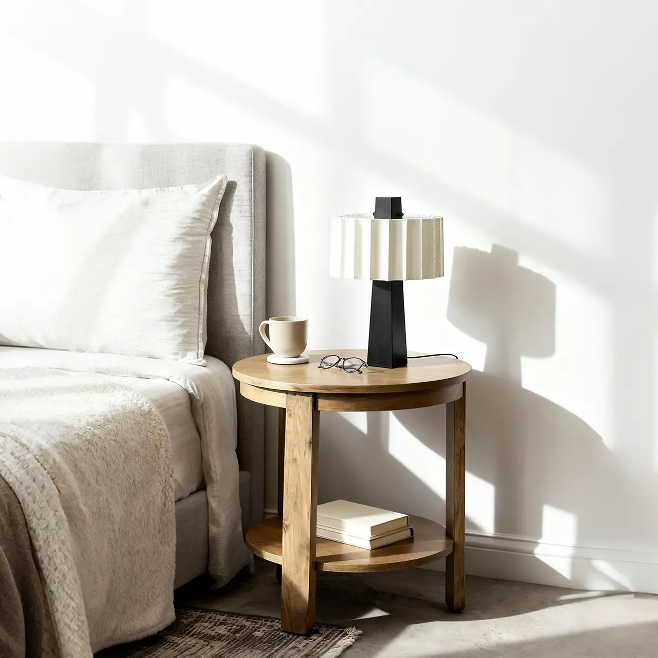 Modern Iron LED Table Lamp with Pleated Shade