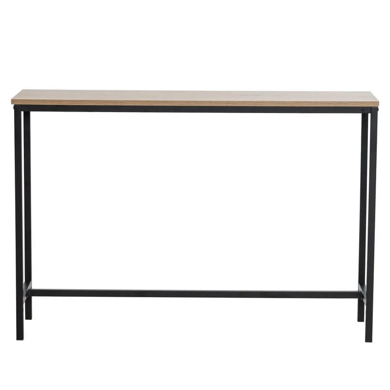 Oak & Black Oak Industrial Metal Console Table