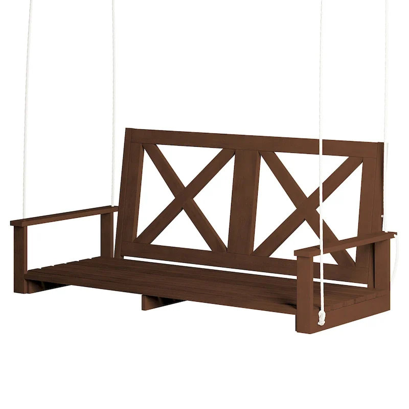 Mixoy Outdoor Wood Porch Swing with Curved Back Design