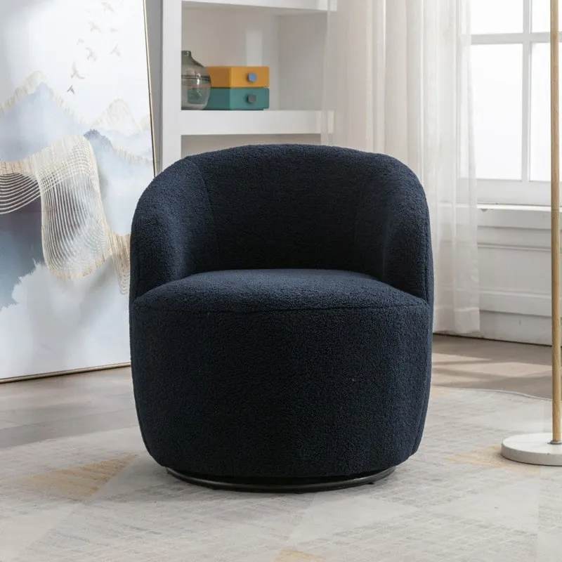 Teddy Fabric Swivel Accent Barrel Chair With Powder Coating Metal Ring