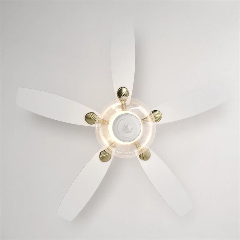 52  Low Profile Ceiling Fan with Remote Control, 3 Speed, Glass Shade