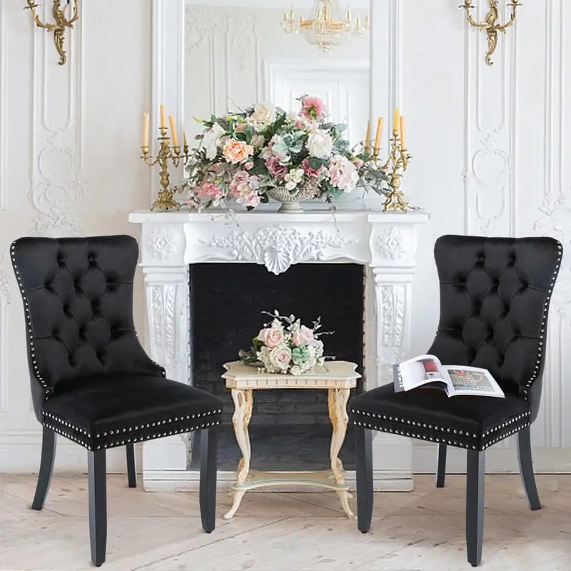 Solid Wood Velvet Upholstered Dining Chair