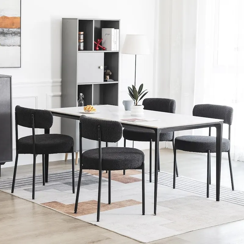 Mid-Century Modern Upholstered Boucle Dining Chairs (Set of 2/4/6)