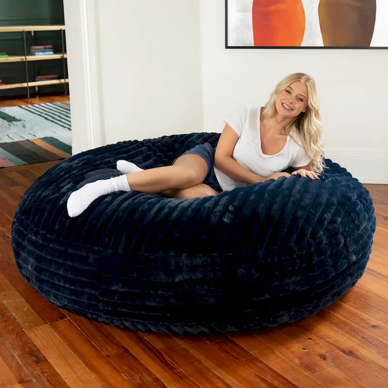 6 Foot Large Bean Bag Chair, Faux Fur