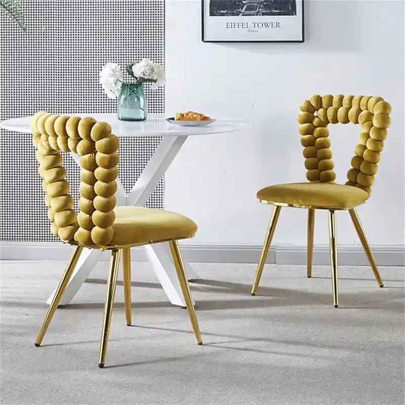 Modern Dining Chair with Metal Legs - 2 Pack