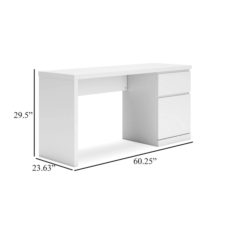 Onira Home Office Desk, 60 Inch Rectangular Top w Drawer, White Wood