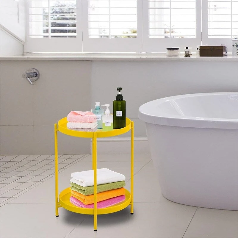 Table 2-Tier Metal Sofa Side Table - 15D x 15W x 20H