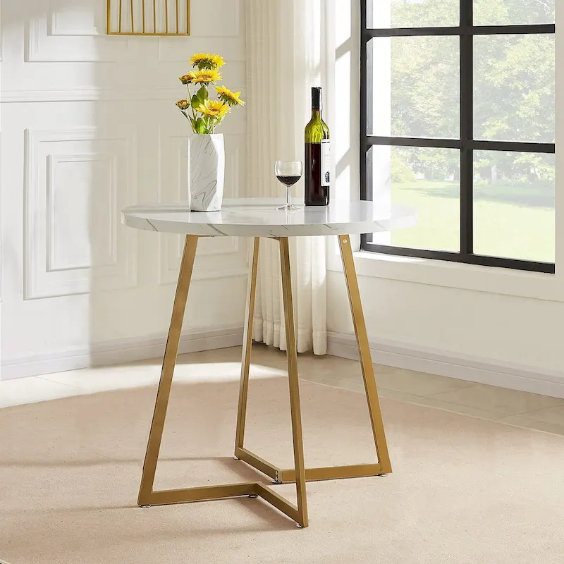 Javlergo 31.5 Round Dining Table Modern Leisure Table with Metal Leg