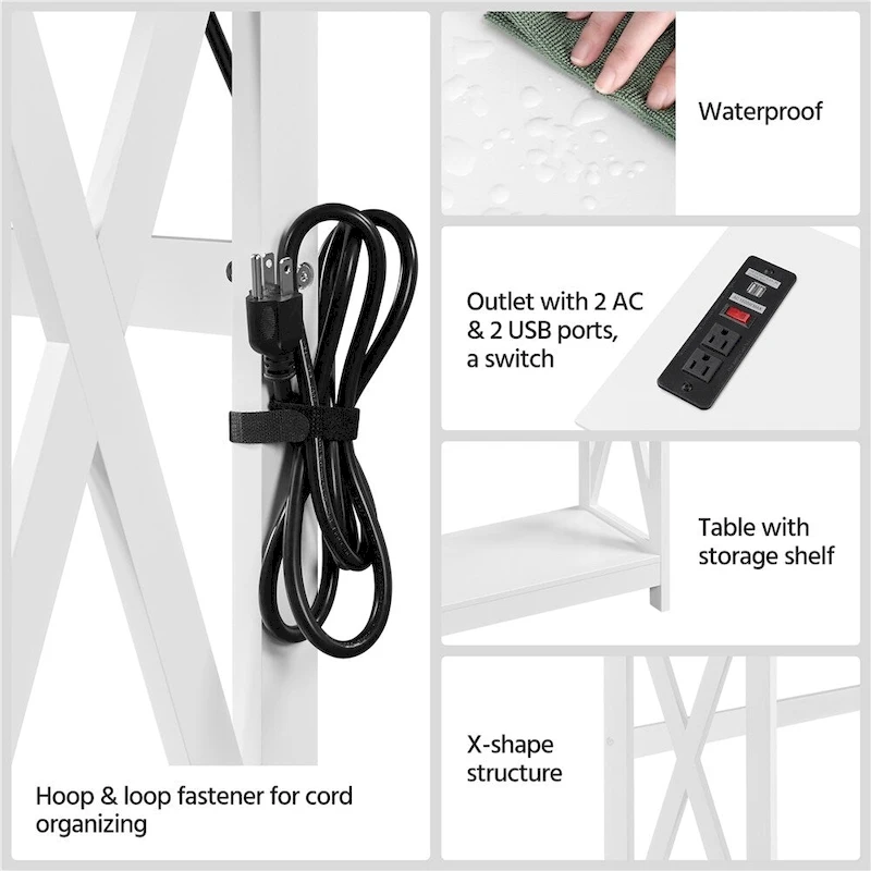 Yaheetech 2-Tier Narrow Sofa Table with Outlet Industrial Long Console Table