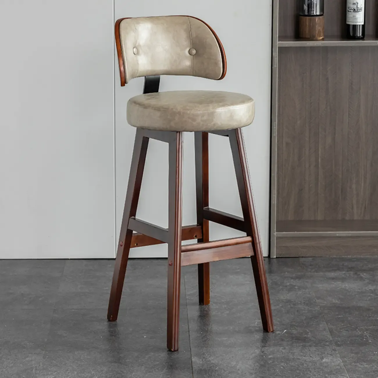 Modern Wood Upholstered Bar Stools with Back