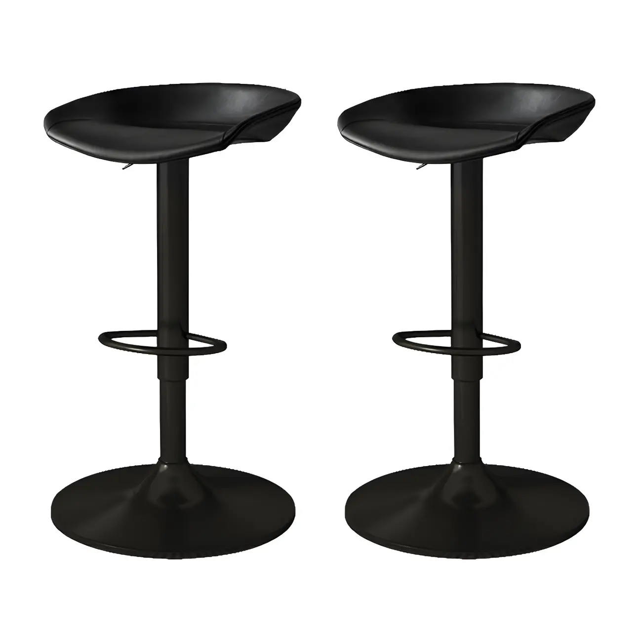 Modern Leather Black Pedestal Swivel Adjustable Bar Stool