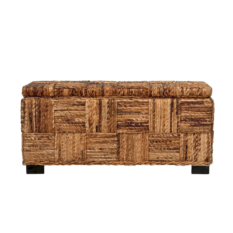 Geometric Abaca Storage Bench by East at Main