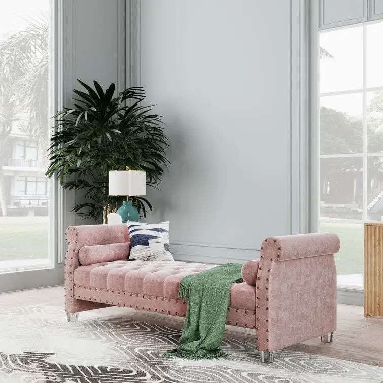 Haven Chesterfield Velvet Upholstered Bench 72  - 71.0 In. W X 28.0 In. H X 29.0 In. D