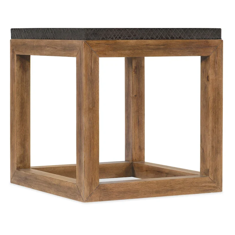 Vintage Natural & Charcoal Wood End Table, Square, 1-Piece