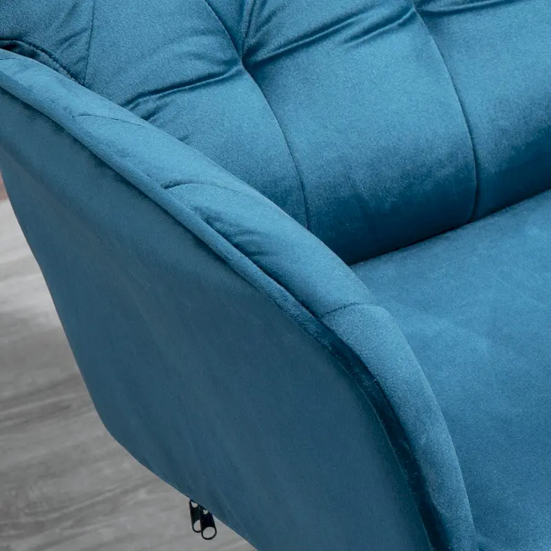 Blue Velvet Mid-Back Office Chair with Arms, Swivel & Adjustable Height