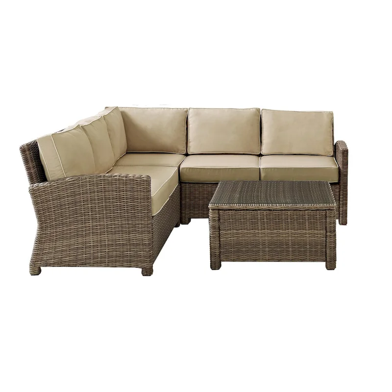 Crosley Bradenton 4-Piece Outdoor Wicker Seating Set with Sand Cushions