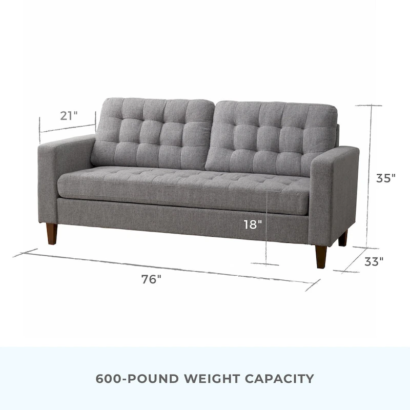 Brookside Brynn 76-in. Square-arm Faux Leather/Velvet/Fabric Sofa