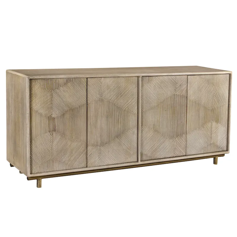 Tan 4-Door Wood Sideboard