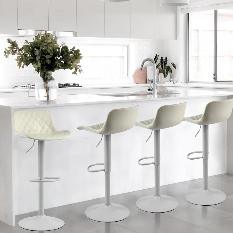 Faux Leather Adjustable Barstools Upholstered Counter Bar Pub Height Stools
