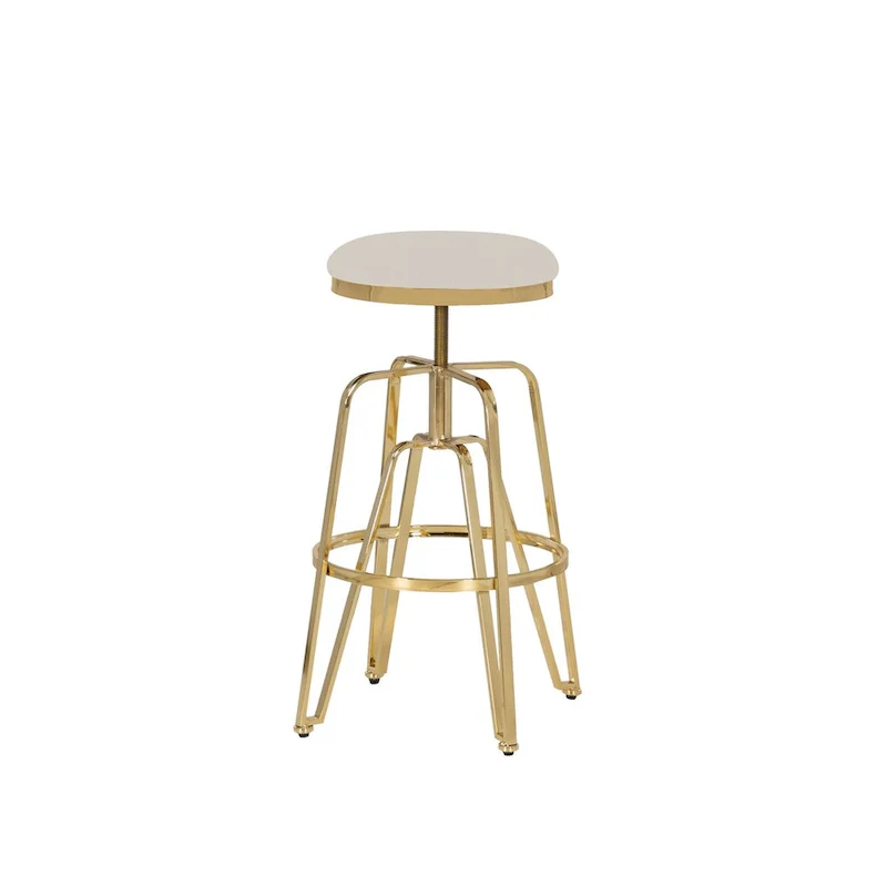 Aimes Metal and Faux Leather Adjustable Backless Stool