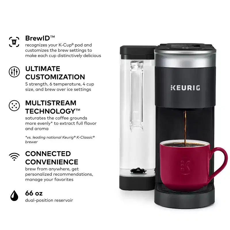 Keurig K-Supreme SMART Single Serve Coffee Maker with WiFi Compatibility, 4 Brew Sizes, and 66oz Removable Reservoir