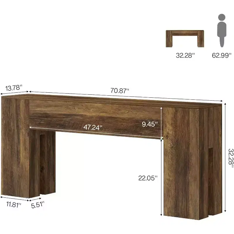 Tribesigns 71-Inch Long Console Table for Entryway, Farmhouse Sofa Console Behind Couch, Entry Table for Hallway, Foyer, Living Room, Brown