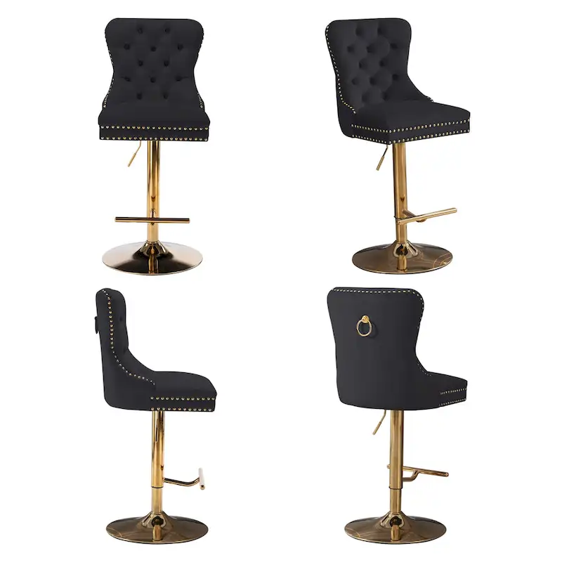 Modern Upholstered Adjusatble Thick Swivel Counter Barstools