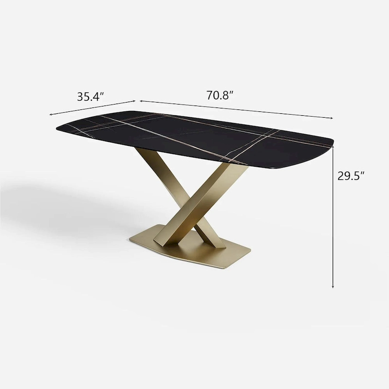 Modern Black Marble Dining Table Rectangular Table