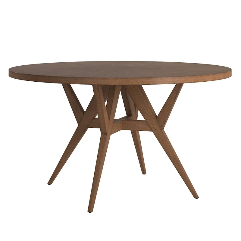 Sheeba Round Mid-Century Modern Walnut Base Dining Table by iNSPIRE Q Modern
