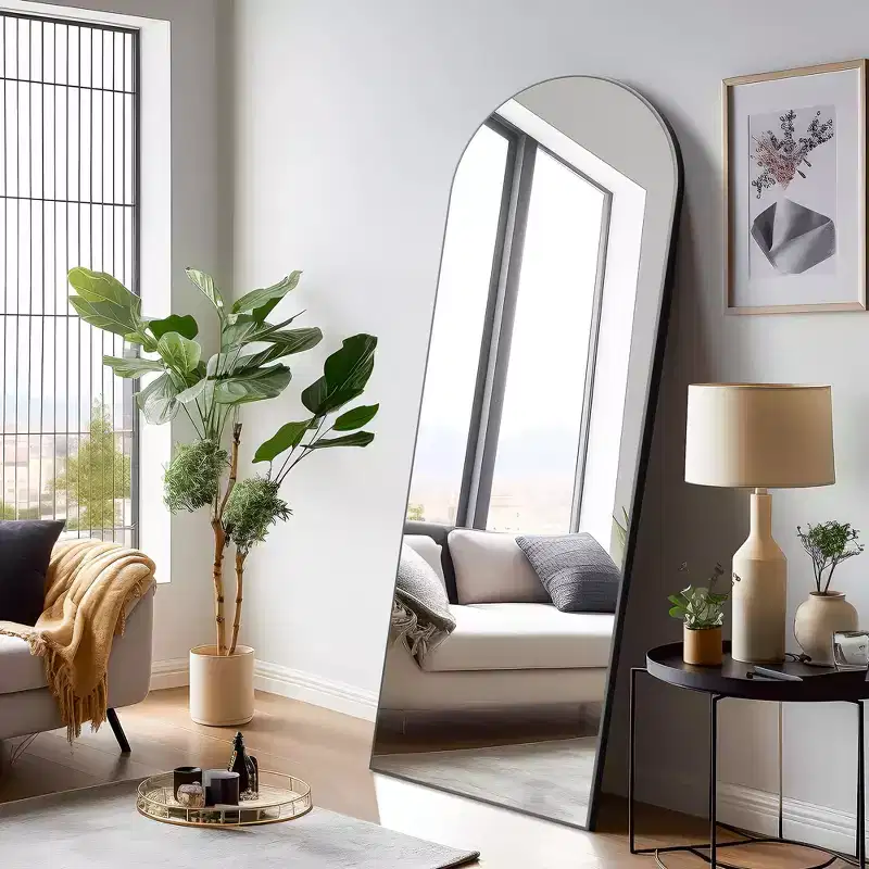 Wooden Right-Angled Arch Full-Length Mirror