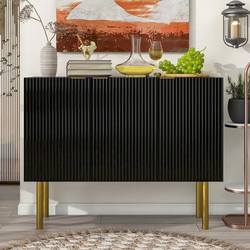 Entryway Sideboard Table Side Table Cabinet with Gold Metal Legs - 47.2L x 16.5W x 36.6H