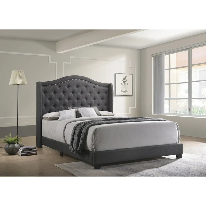 Maassluis Camelback Demi-wing Tufted Upholstered Bed